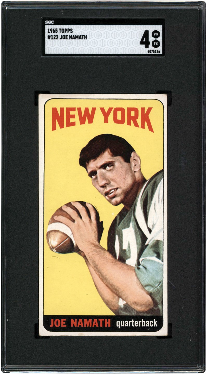 Football Cards - 1965 Topps Football #122 Joe Namath Rookie Card SGC VG-EX 4