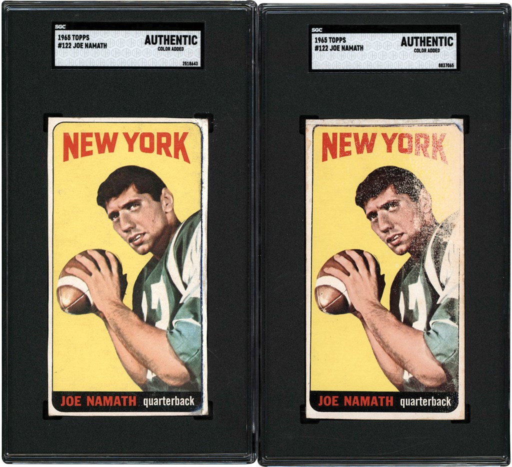 Football Cards - 1965 Topps Football #122 Joe Namath Rookie Card Pair SGC Authentic