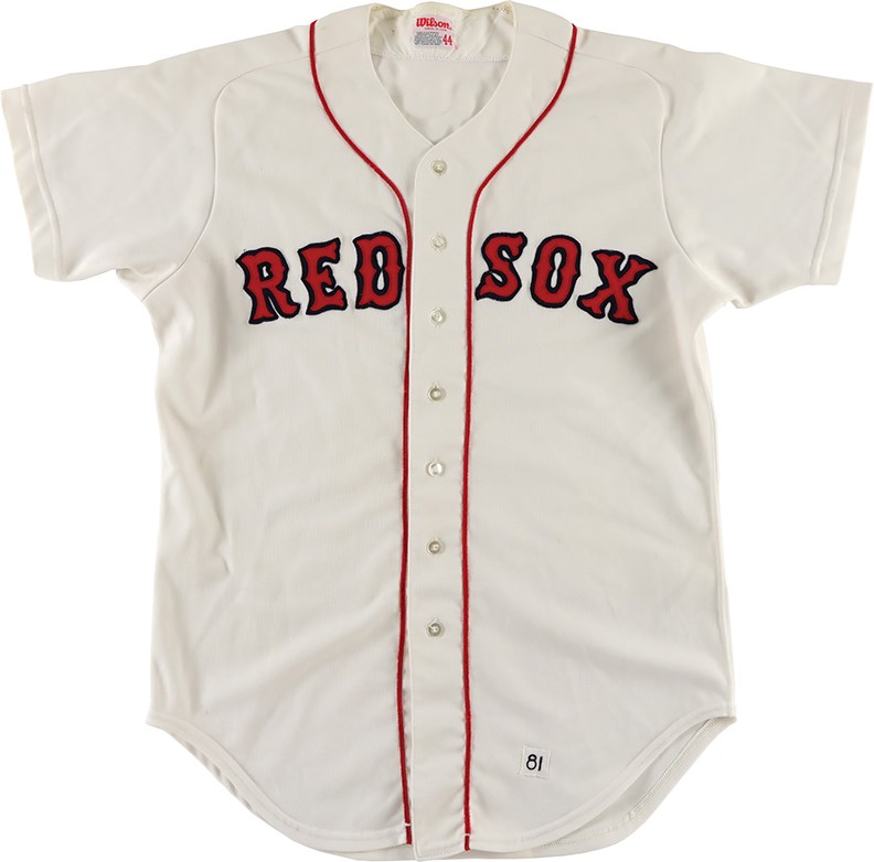 1981 Carney Lansford Boston Red Game Worn Jersey - Retired Number 4!