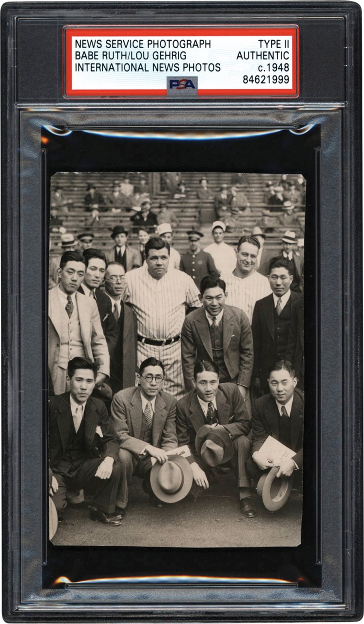 Babe Ruth & Lou Gehrig at Yankee Stadium Vintage Photograph (PSA Type II)