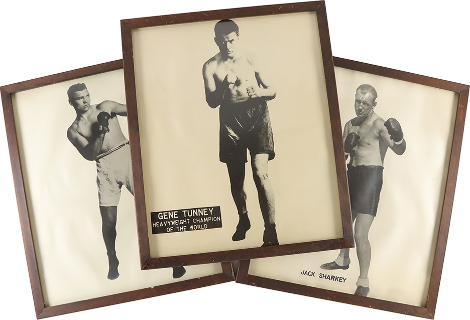 Vintage Jack Dempsey, Jack Sharkey, and Gene Tunney Large Display Photos (3)