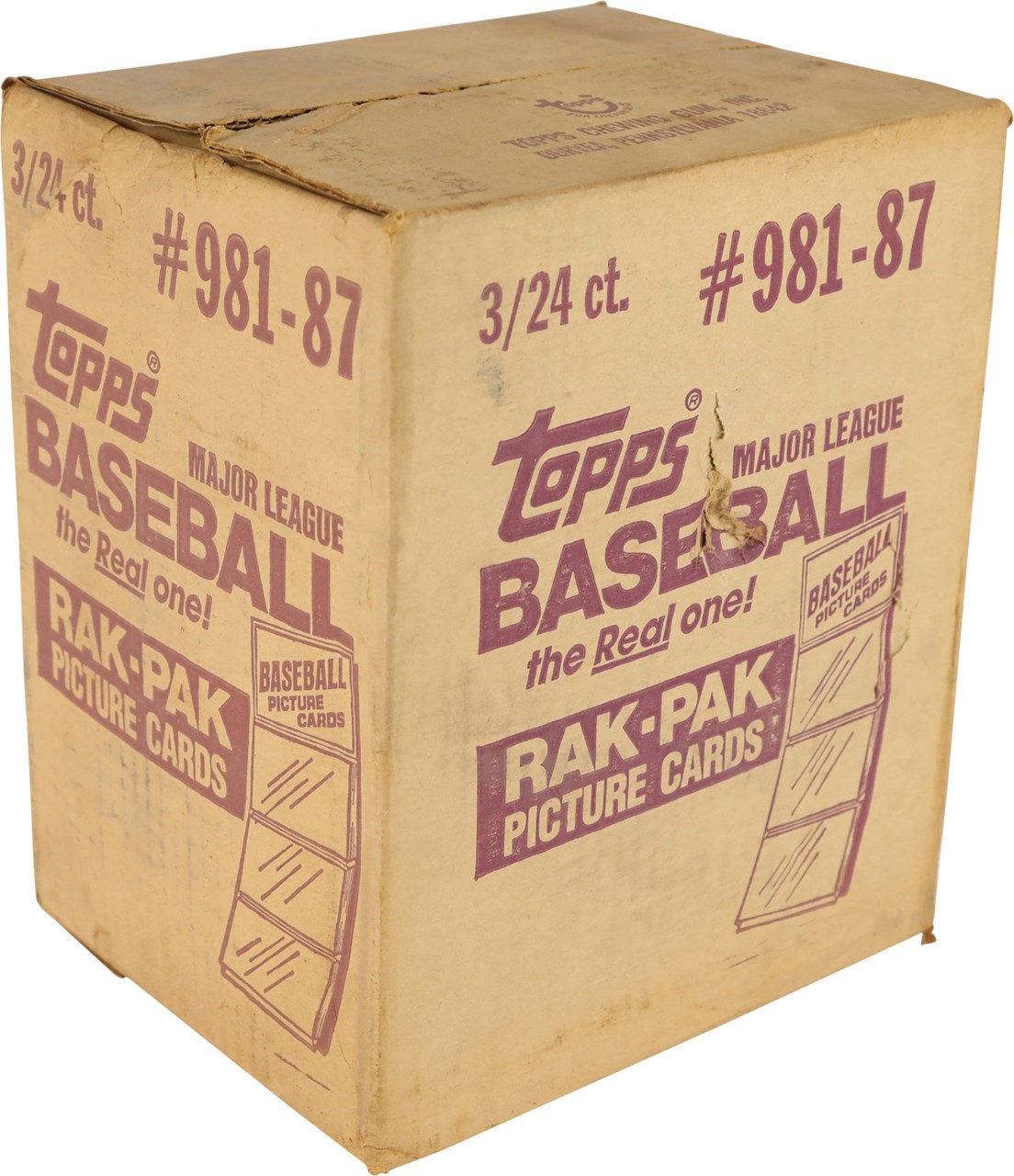 1987 Topps Baseball 3 Box Rack Pack Sealed Case