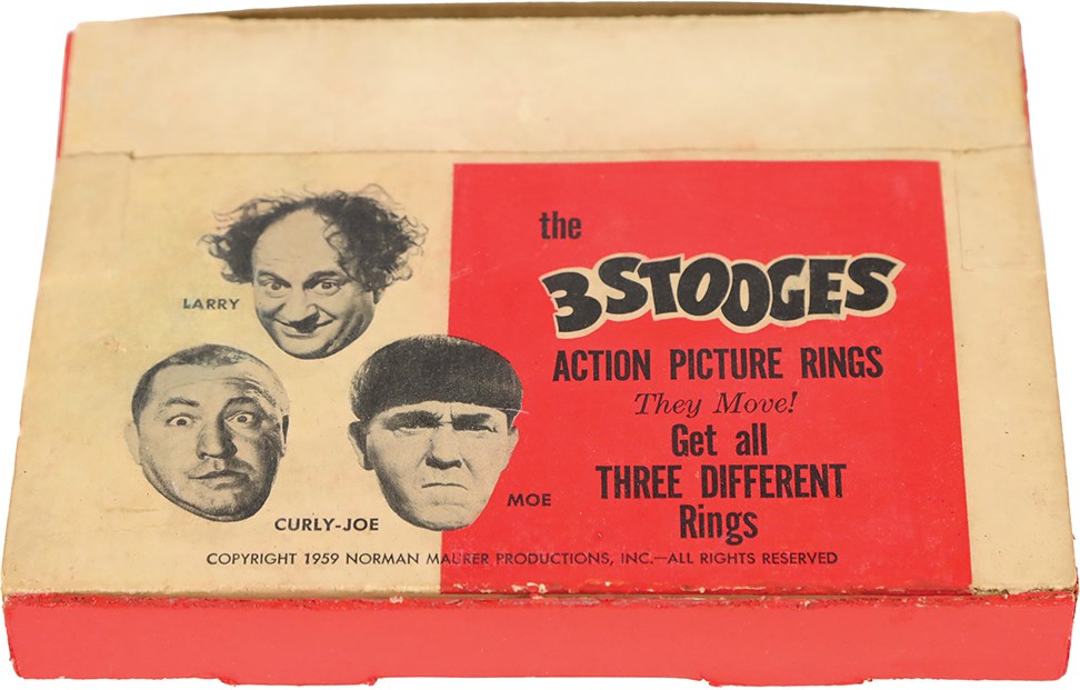 - 1959 Three Stooges Flasher Rings in Rare Original Display Box