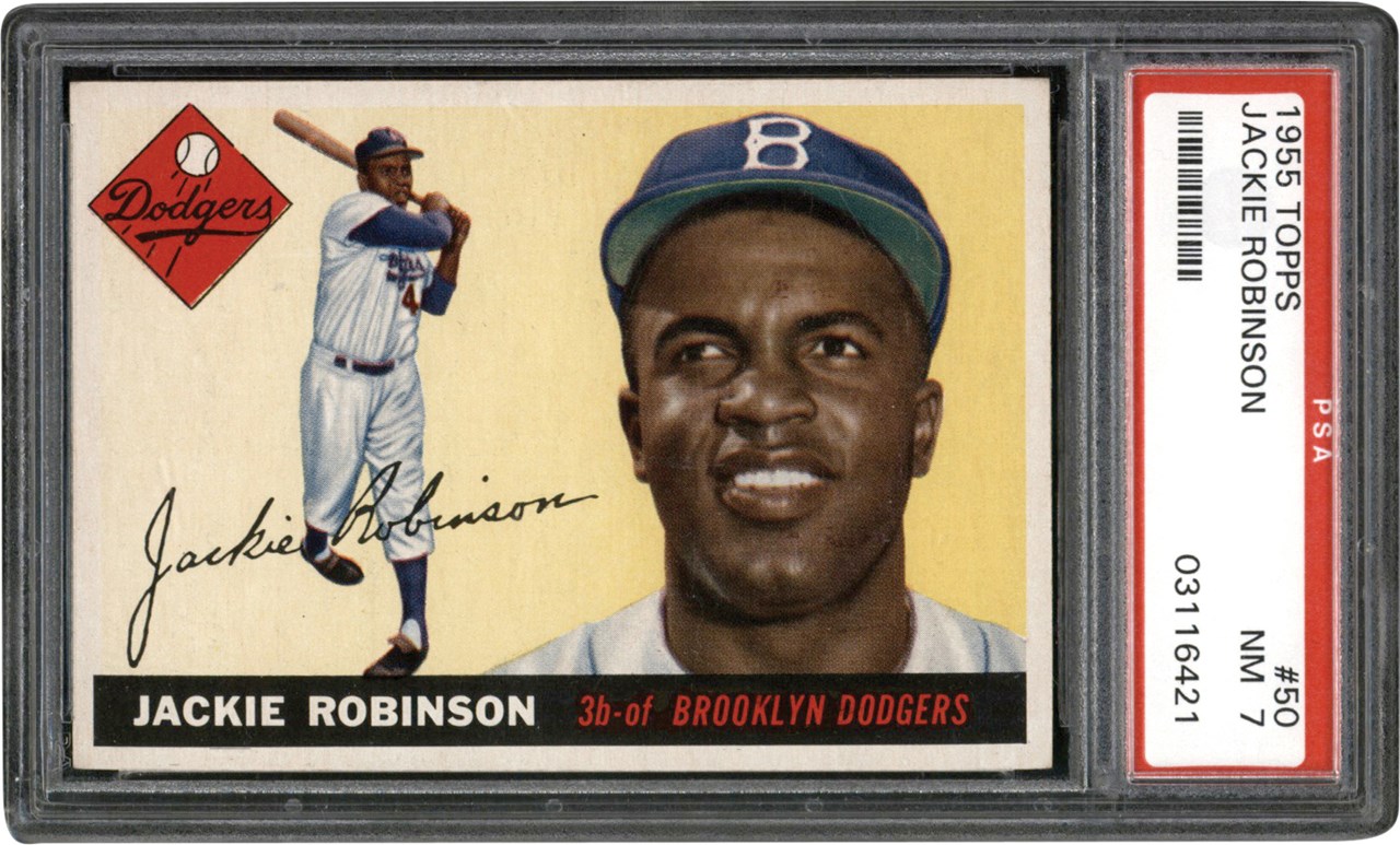 Baseball and Trading Cards - 1955 Topps #50 Jackie Robinson PSA NM 7
