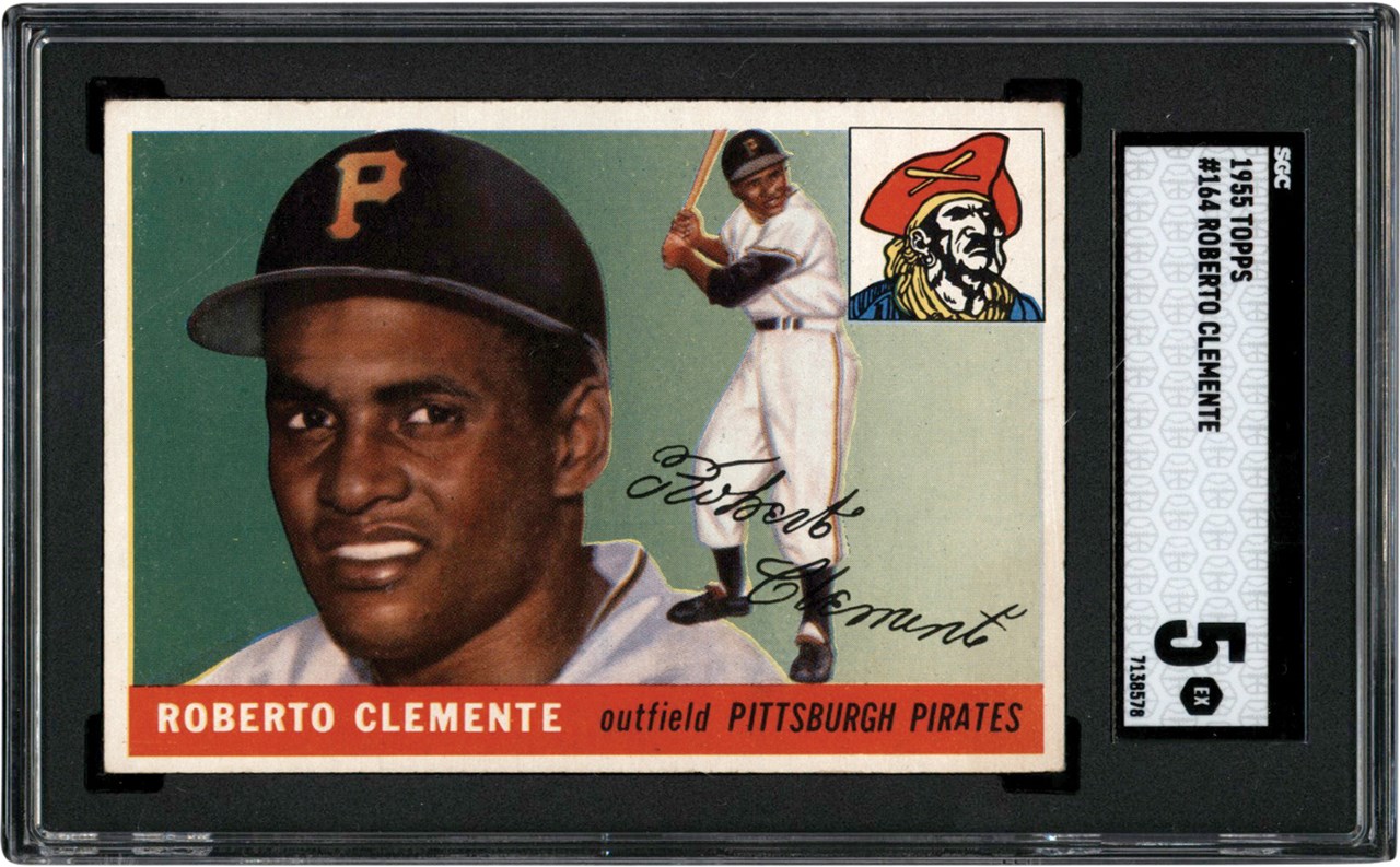 1955 Topps #164 Roberto Clemente Rookie Card SGC EX 5