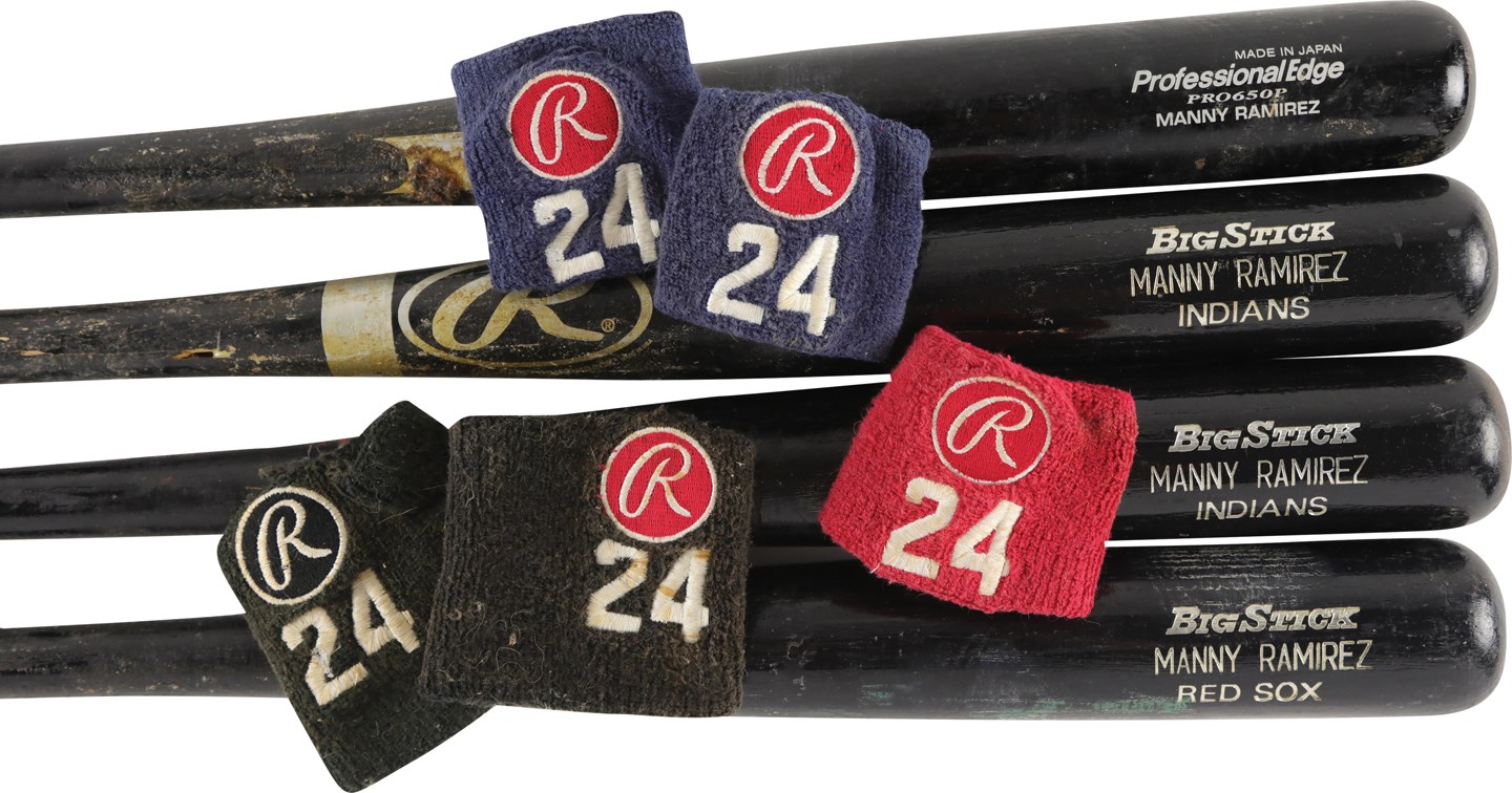 - Manny Ramirez Boston Red Sox & Cleveland Indians Used Bat and Wristband Collection (9)