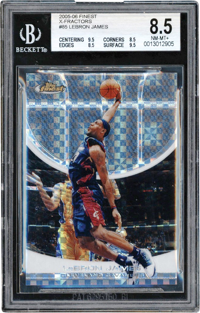 - 005-2006 Topps Finest Basketball X-Fractor #85 LeBron James Card #131/229 BGS NM-MT+ 8.5