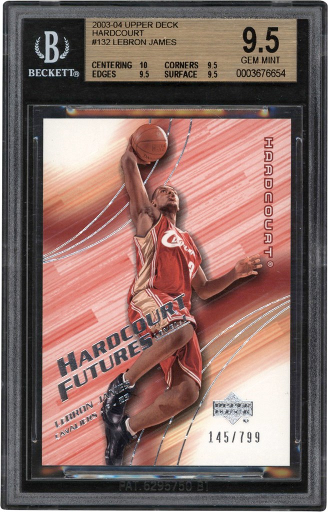 Modern Sports Cards - 003-2004 Upper Deck Hardcourt Basketball #132 LeBron James Rookie Card #145/799 BGS GEM MINT 9.5