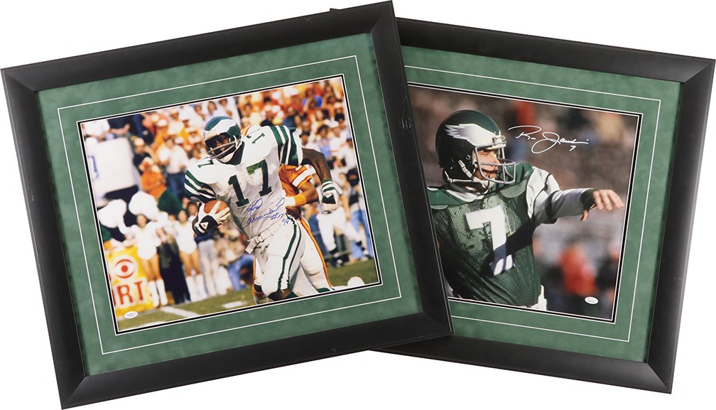 Ron Jaworski & Harold Carmichael Signed Oversized Photographs (Both JSA)