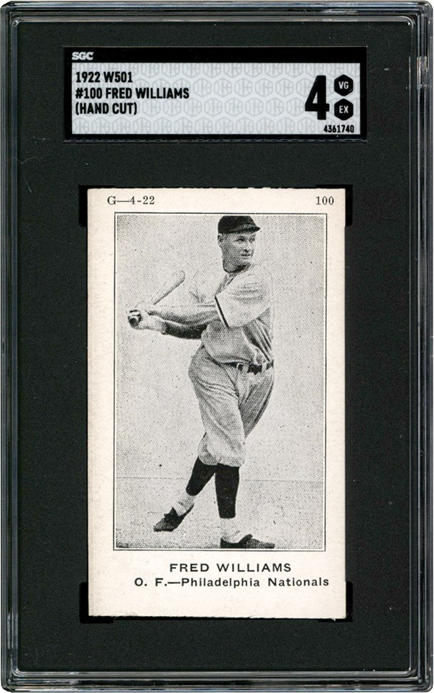 - 922 W501 Baseball #100 Fred Williams Card SGC VG-EX 4