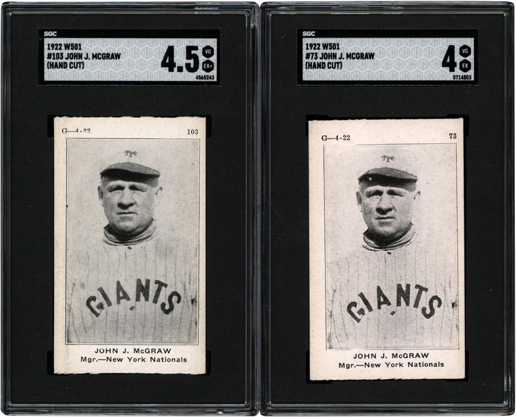 Baseball and Trading Cards - 1922 W501 #73 & #103 John McGraw # Variation SGC Graded Duo (2)