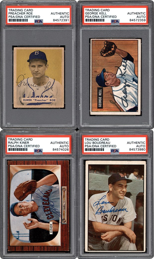 948-1955 Signed Bowman Baseball-Card Collection (15) w/7 Hall of Famers - All PSA Encapsulated