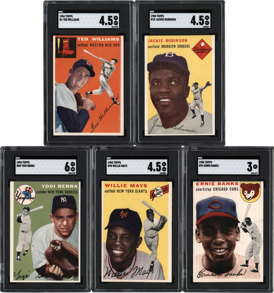 Baseball and Trading Cards - 1954 Topps Baseball Collection (93) w/SGC Ernie Banks Rookie Card