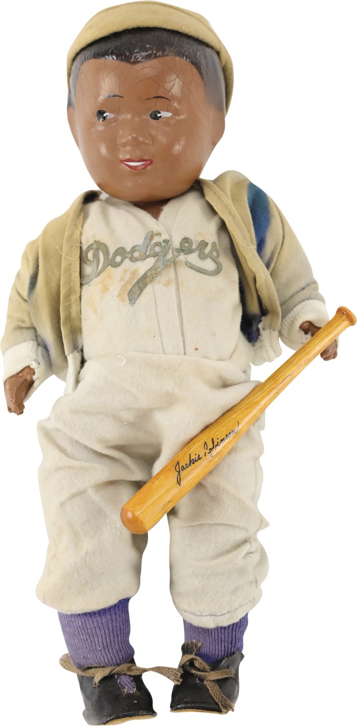 Jackie Robinson & Brooklyn Dodgers - Original 1950 Jackie Robinson Doll w/Bat & Jacket