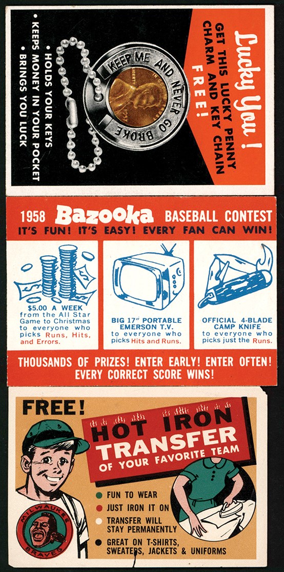 957-1960 Topps Bazooka Contest Card Trio (3)