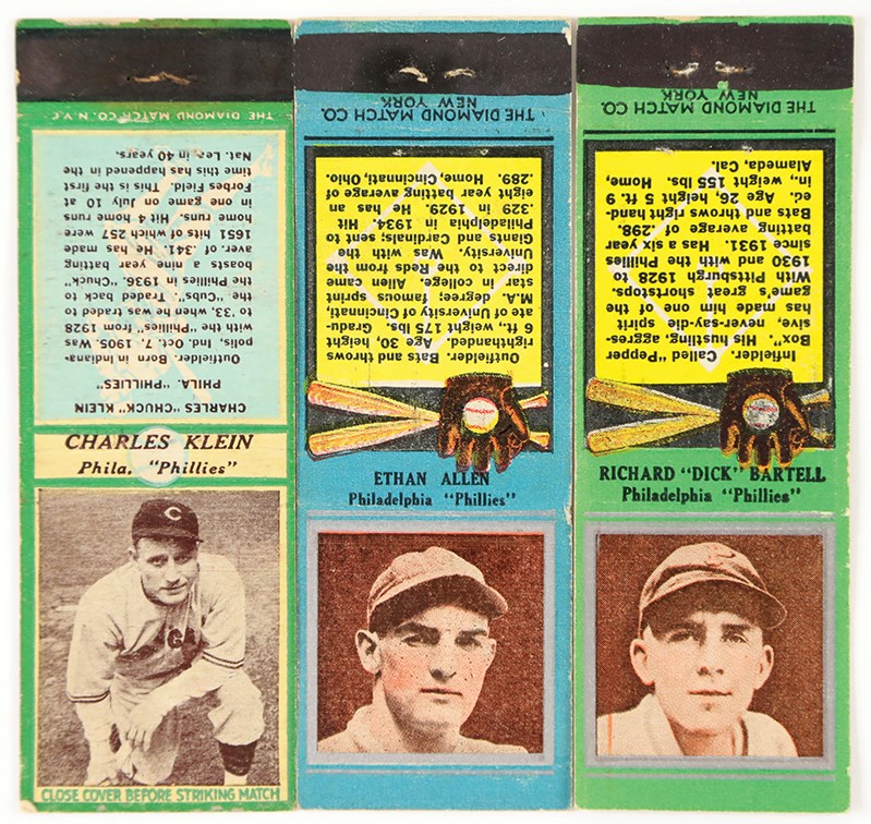 - 934-1936 Diamond Matchbook Philadelphia Phillies Collection (20) w/Chuck Klein