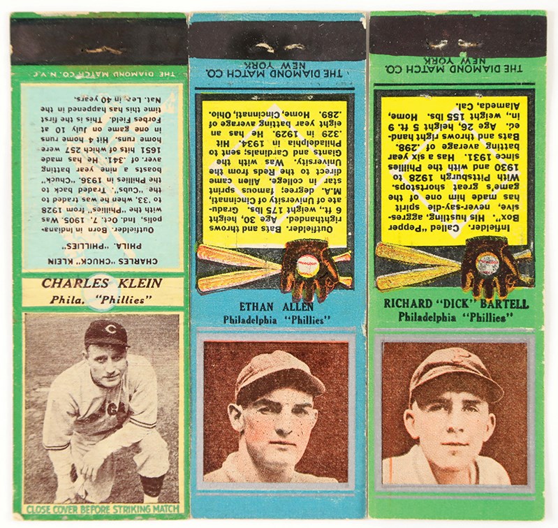 Baseball and Trading Cards - 934-1936 Diamond Matchbook Philadelphia Phillies Collection (20) w/Chuck Klein