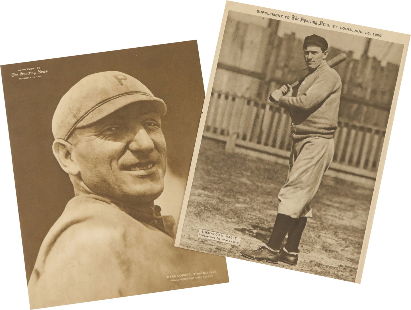 Baseball and Trading Cards - 1909-13 M101-2 Sporting News Supplement Duo (2) w/Magee & Lobert