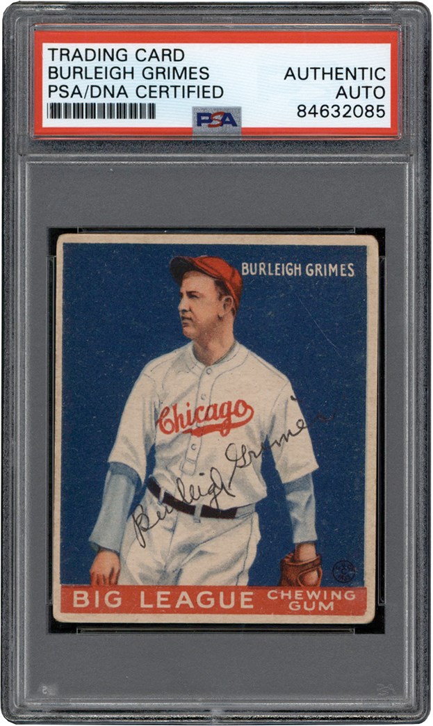 - 933 R319 Goudey #64 Burleigh Grimes Signed Card (PSA)