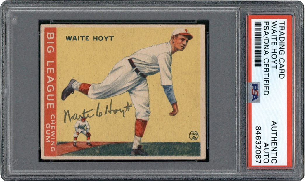 - 933 R319 Goudey #60 Waite Hoyt Signed Card (PSA)