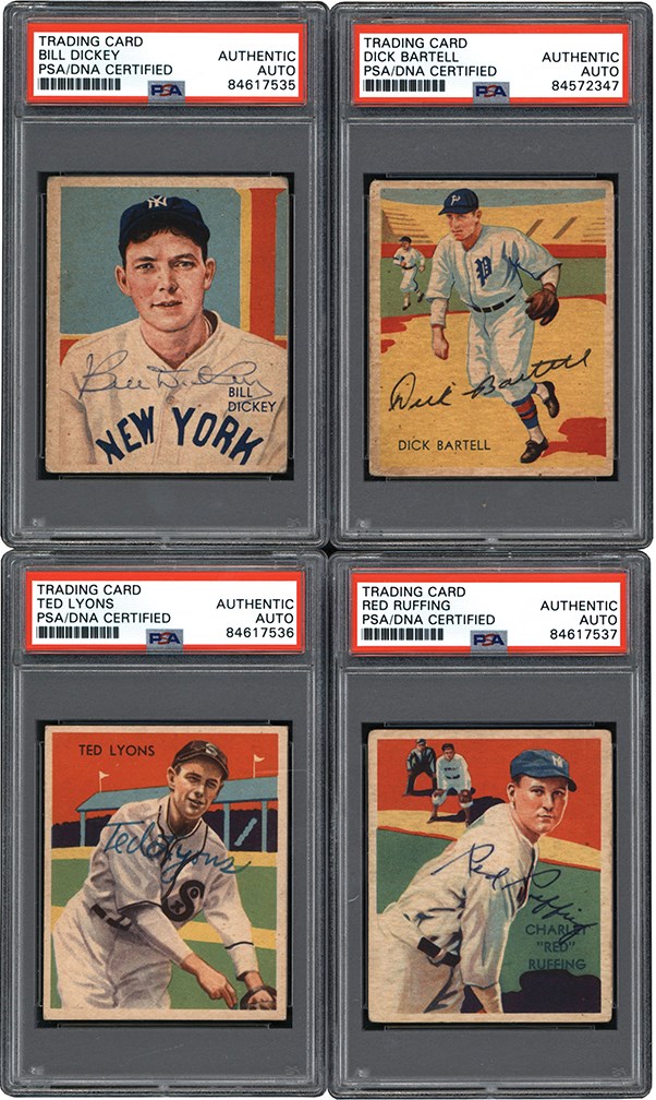 934-1936 R327 Diamond Stars Signed Card Collection (8) w/Dickey, Lyons, and Ruffing (All PSA Encapsulated)