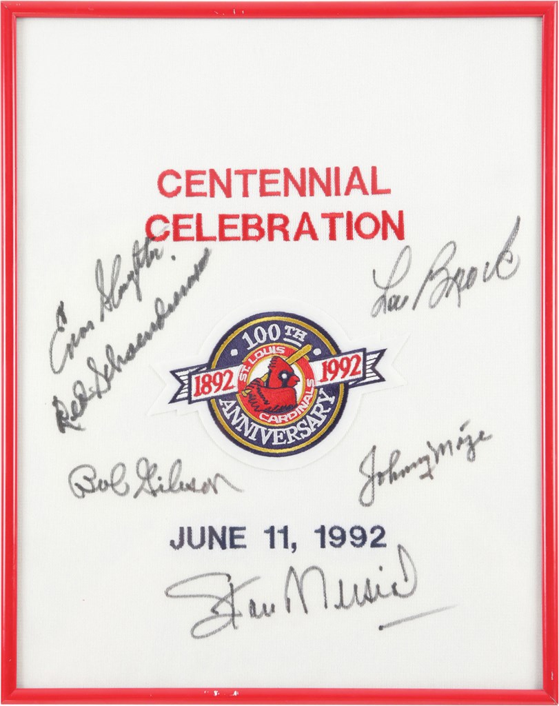 Baseball Autographs - 1992 St. Louis Cardinals Centennial Celebration Signed Display
