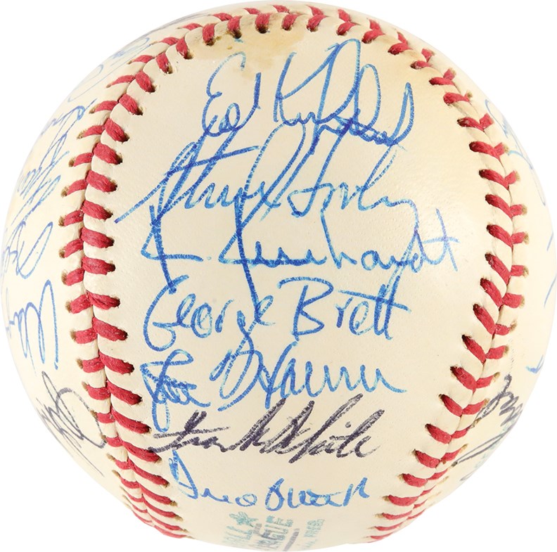 1973 Kansas City Royals Team Signed Baseball w/George Brett