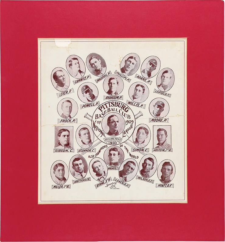 - 909 W601 Sporting Life Pittsburgh Pirates Team Composite w/Honus Wagner T206 Portrait
