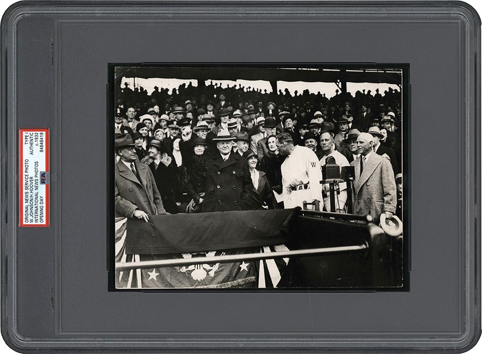 The Brown Brothers Photograph Collection - 1932 Herbert Hoover First Pitch of the Season Photograph (PSA Type I)
