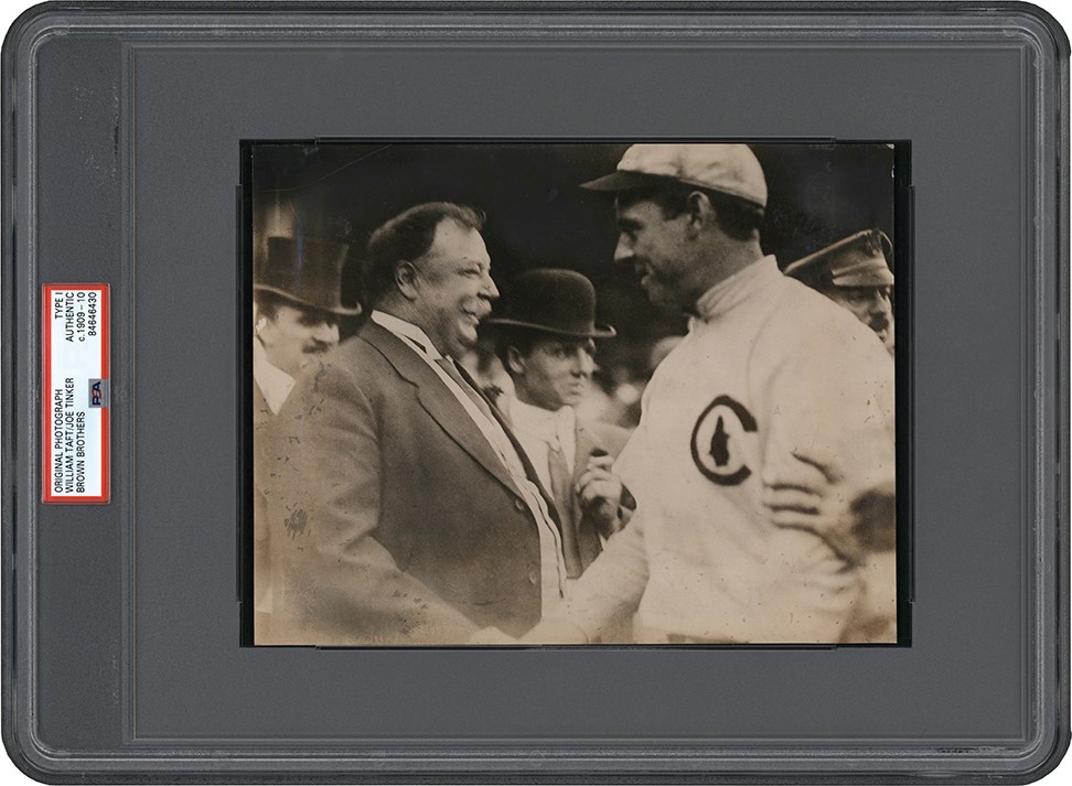The Brown Brothers Photograph Collection - Circa 1909 President Taft and Joe Tinker Shake Hands Photograph (PSA Type I)
