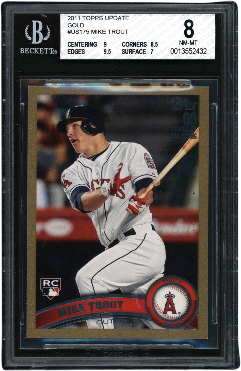 - 2011 Topps Update Gold #US175 Mike Trout Rookie 1491/2011 BGS NM-MT 8
