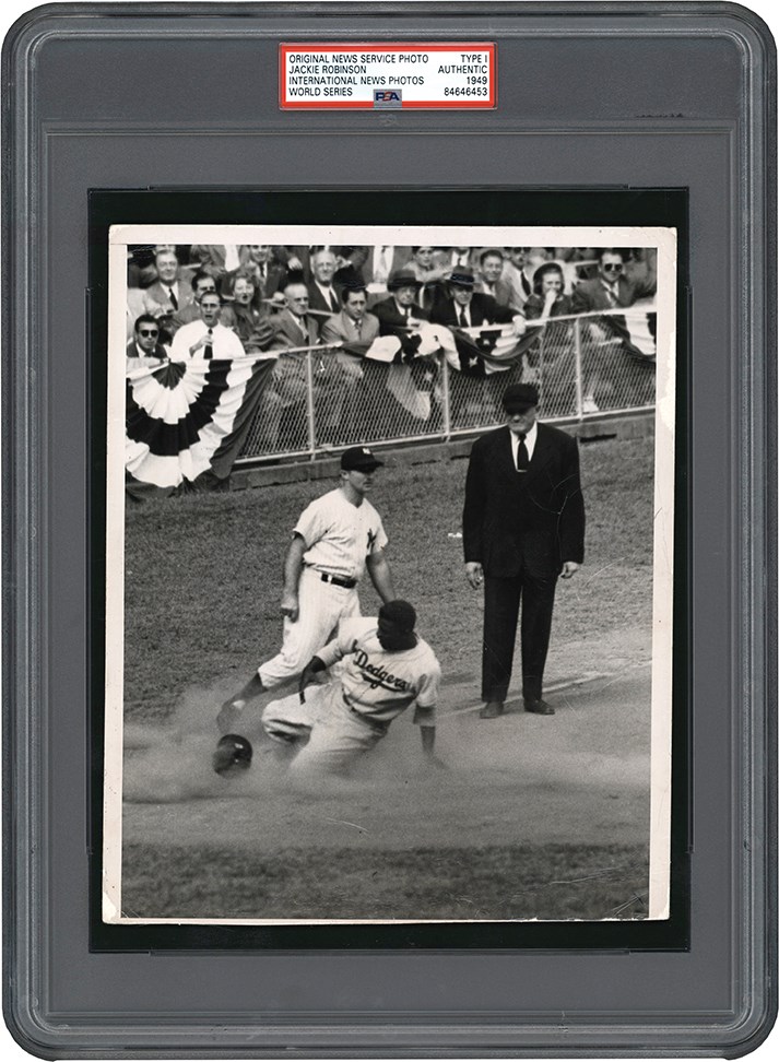 The Brown Brothers Photograph Collection - 1949 World Series - Jackie Robinson Safe at Third (PSA Type I)