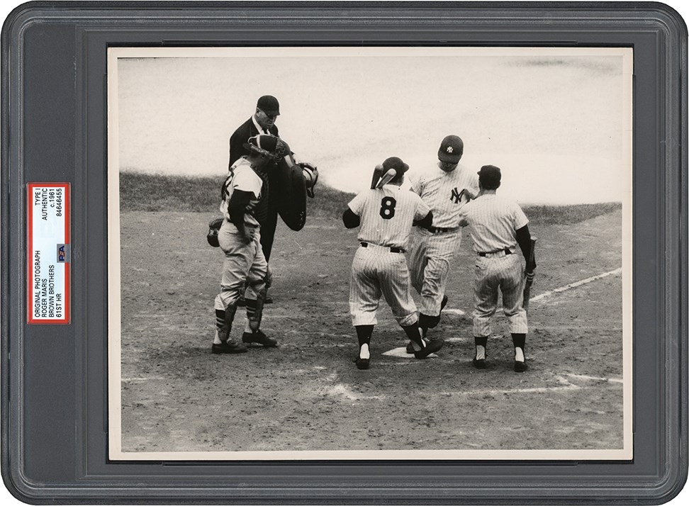 The Brown Brothers Photograph Collection - Circa 1961 Roger Maris' Crossing the Plate After his 60th Home Run Photograph (PSA Type I)