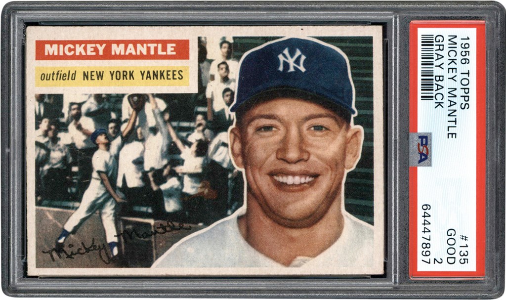 - World's Nicest 1956 Topps #135 Mickey Mantle PSA GD 2