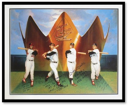 Baseball Autographs - Ron Lewis Triple Crown Signed Print (32x26”)