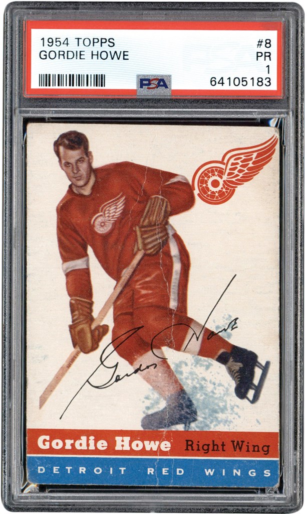 Hockey Cards - 1954-1955 Topps Hockey #8 Gordie Howe PSA PR 1