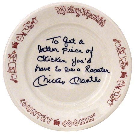 Mantle and Maris - Mickey Mantle Restaurant Signed Dinner Plate