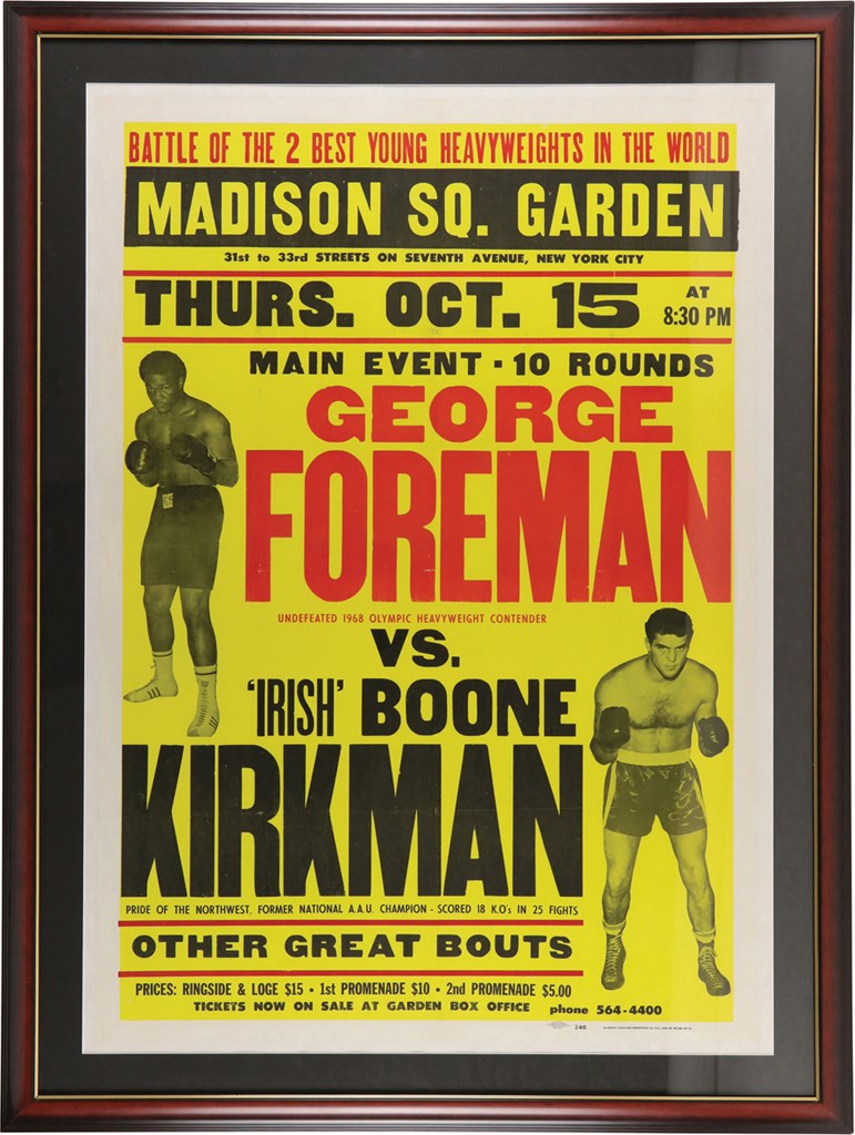 1970 George Foreman vs. "Irish" Boone Kirkman Large On-Site Boxing Poster