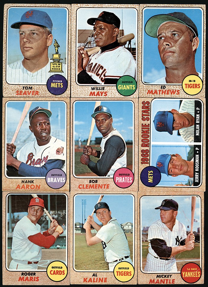 Baseball and Trading Cards - 1968 Topps Baseball Near-Complete Set (578/598) w/Nolan Ryan Rookie Card