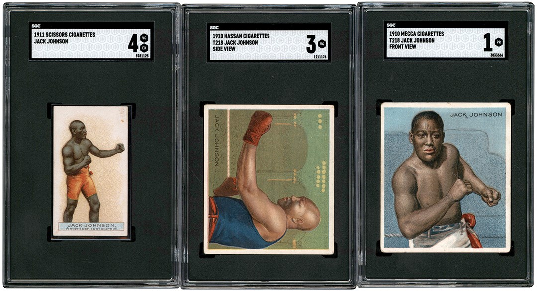 Jack Johnson Tobacco Card SGC-Graded Collection (3) w/both T218 Variations