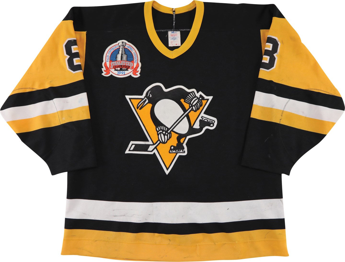 - 1991 Mark Recchi Pittsburgh Penguins Stanley Cup Finals Game Worn Jersey (Davious Sports Photo-Matched to Multiple Finals & Playoff Images)