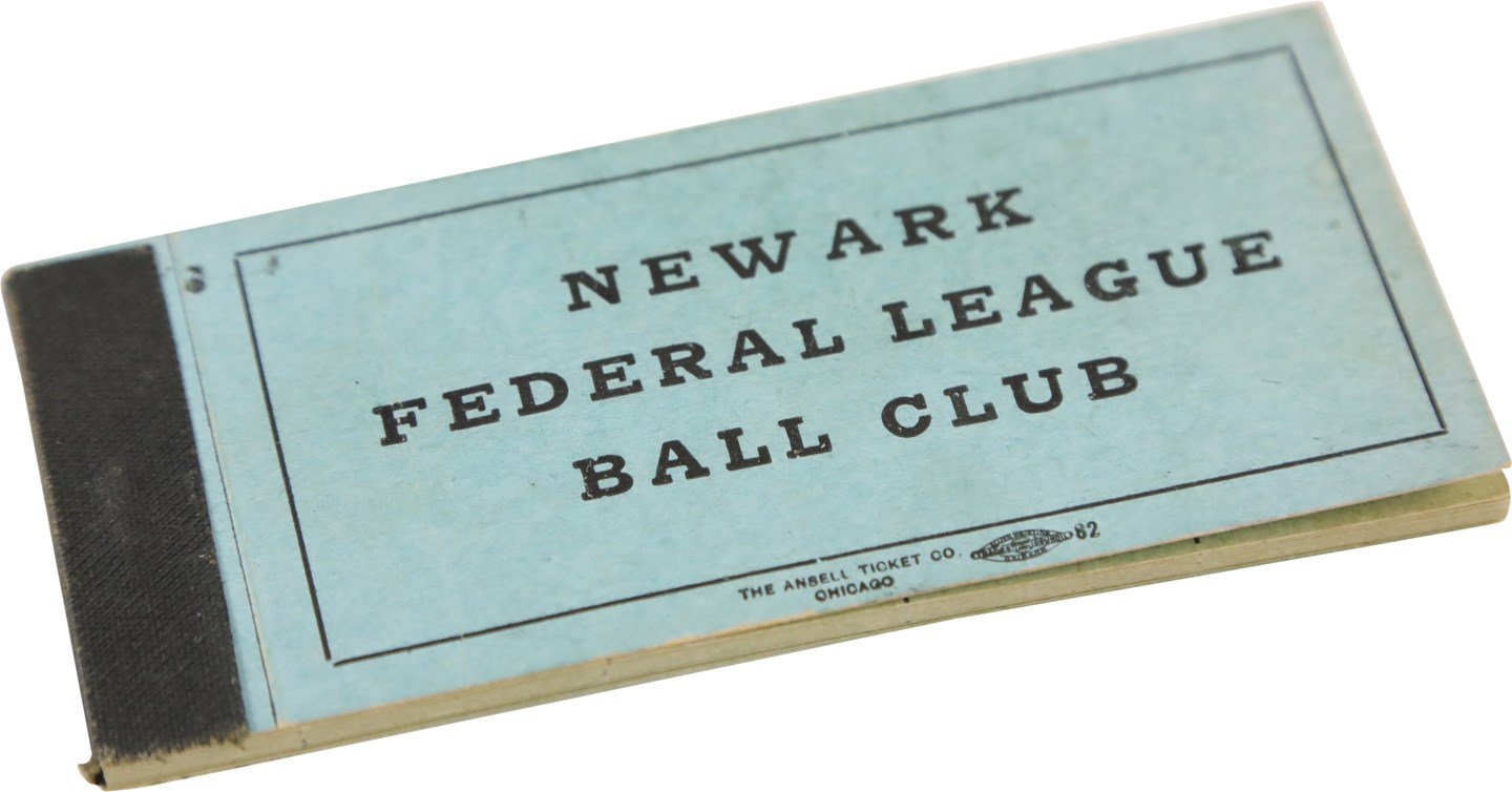 Tickets, Publications & Pins - 1915 Newark Federal Ball Club Complete Ticket Book of 77 Tickets