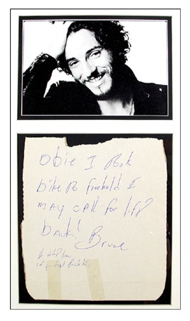 Bruce Springsteen Framed Photo with Handwritten Note