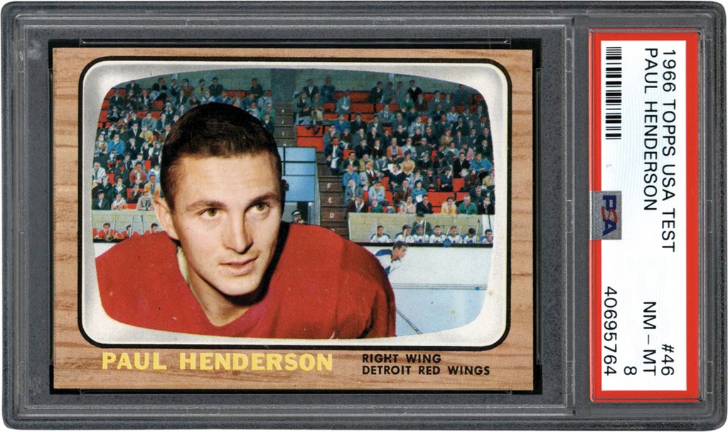 Hockey Cards - 1966 Topps USA Test Hockey #46 Paul Henderson PSA NM-MT 8 (Only One Higher)