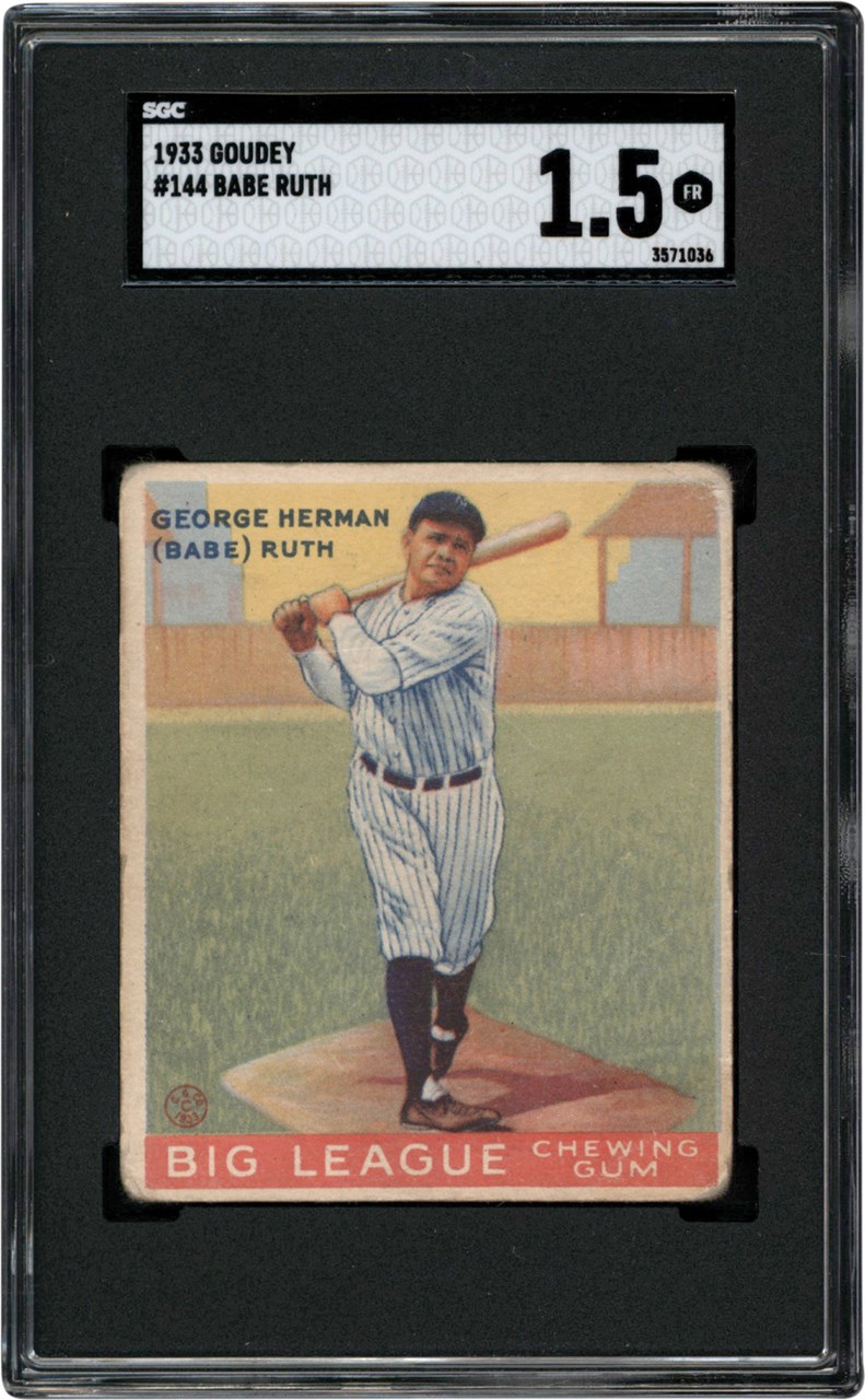 Baseball and Trading Cards - 1933 Goudey #144 Babe Ruth SGC FR 1.5