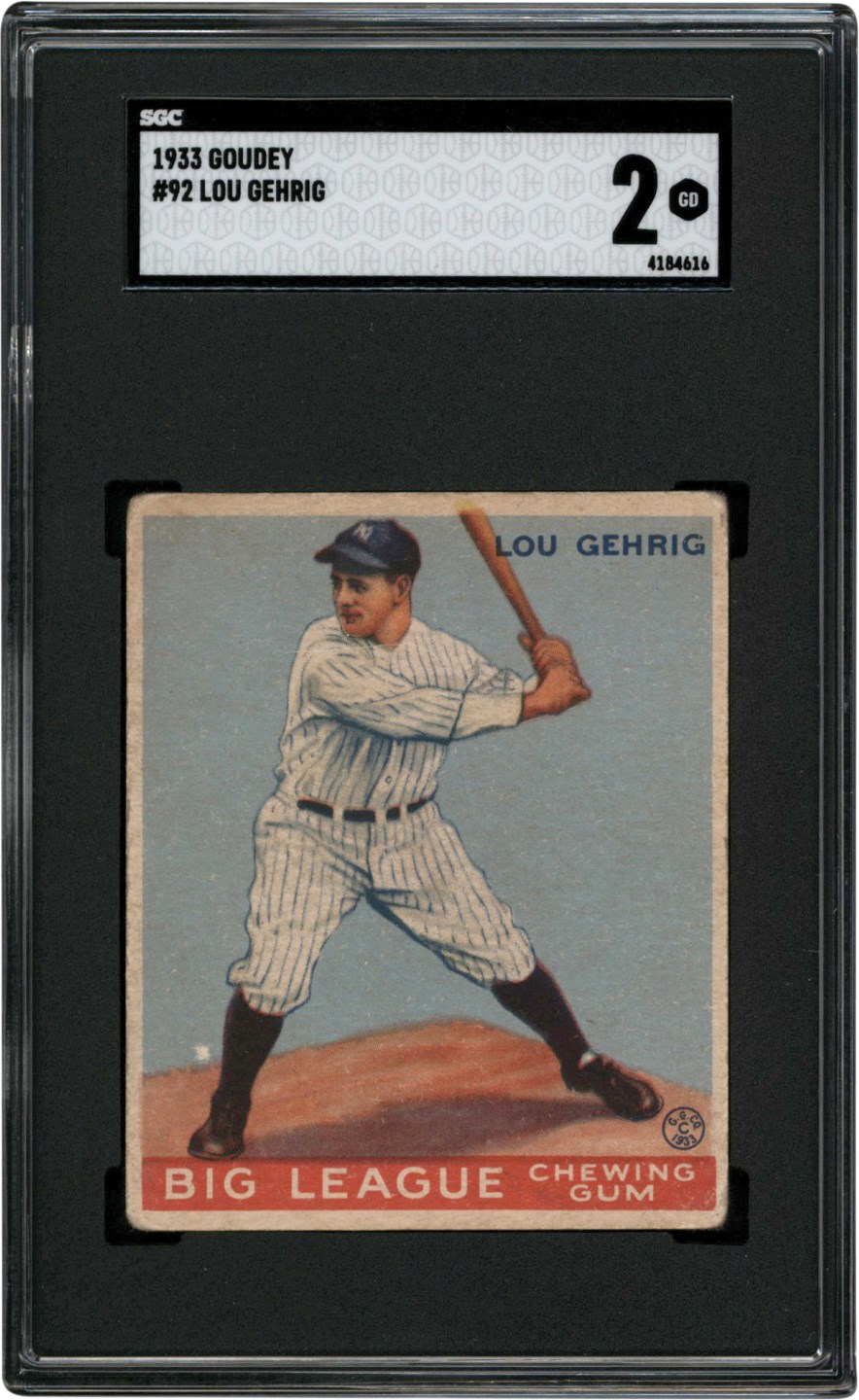 Baseball and Trading Cards - 1933 Goudey #92 Lou Gehrig SGC GD 2