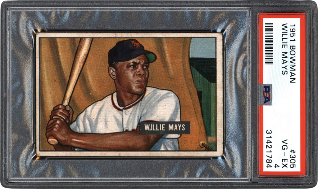 - 1951 Bowman #305 Willie Mays Rookie Card PSA VG-EX 4