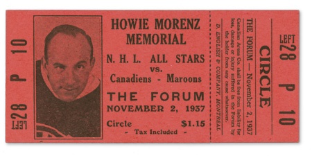 Howie Morenz - Howie Morenz Memorial Game Full Ticket