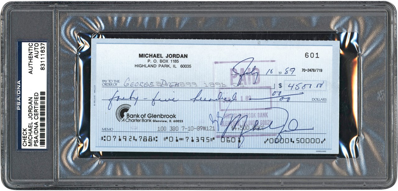 - 1989 Michael Jordan Signed Bank Check (PSA)