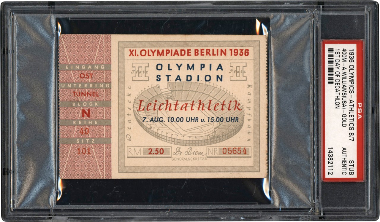Tickets, Publications & Pins - 1936 Olympics 1st Day of Decathlon Ticket Stub PSA Authentic